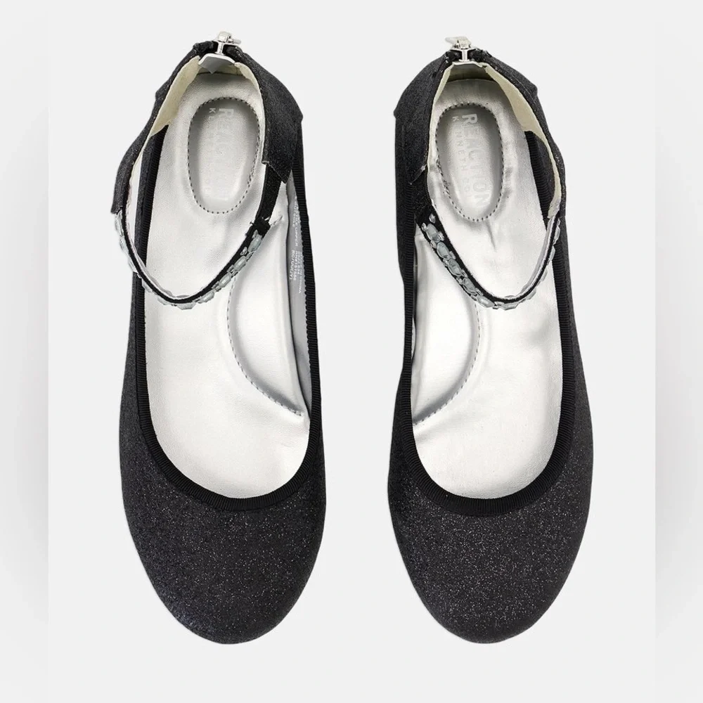 Kenneth Cole Reaction Glitter Ballet Flats Girls Dress Shoes Ankle Strap‎ Size 3